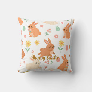 Cojín Decorativo patrón de conejo de huevo floral de Pascua