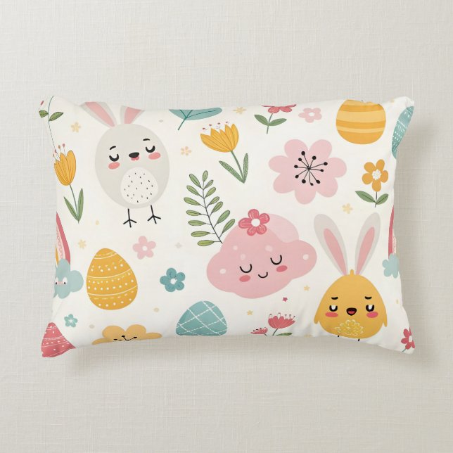 Cojín Decorativo Patrón de conejo de Pascua (Anverso)