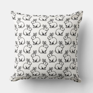Cojín Decorativo Patrón de conejos - Blanco y negro
