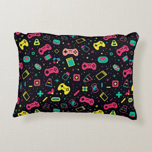 Cojín Decorativo Patrón de control de videojuegos (Reverso)