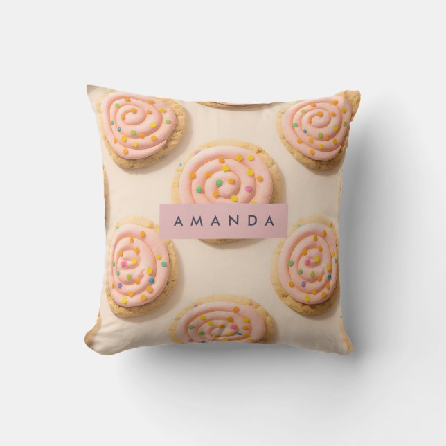 Cojín Decorativo Patrón de cookie rosa personalizada (Anverso)
