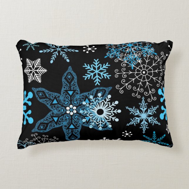 Cojín Decorativo Patrón de copo de nieve	 (Anverso)