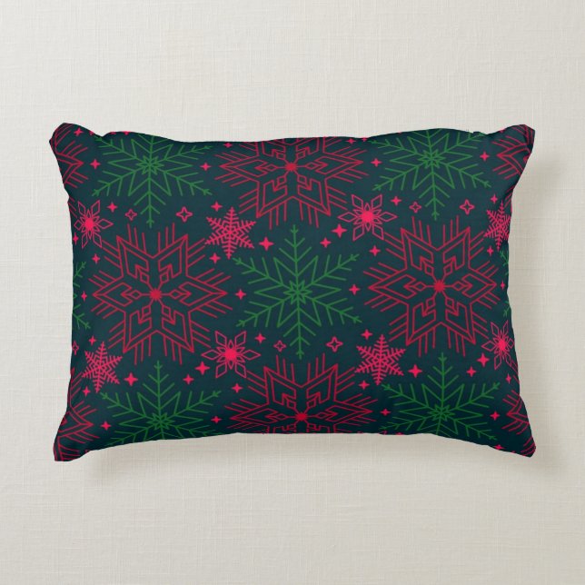 Cojín Decorativo Patrón de copo de nieve (Anverso)