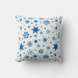 Cojín Decorativo Patrón de Copo de Nieve Azul