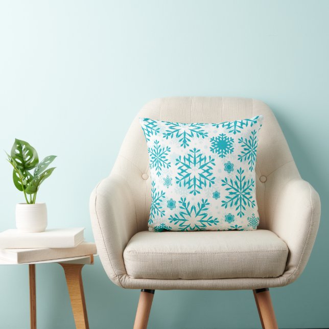 Cojín Decorativo Patrón de copo de nieve azul (Silla)