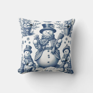 Cojín Decorativo Patrón de copo de nieve azul de toile refinado 