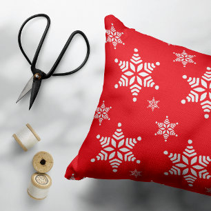 Cojín Decorativo Patrón de copo de nieve, Copos de nieve blancos, N