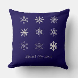 Cojín Decorativo Patrón de copo de nieve de Navidad bendita