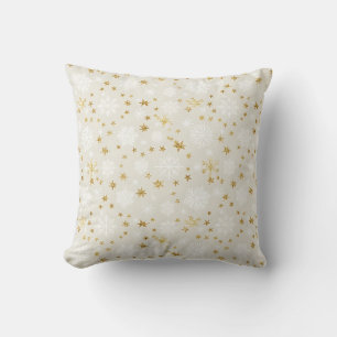 Cojín Decorativo Patrón de Copo de Nieve Dorado
