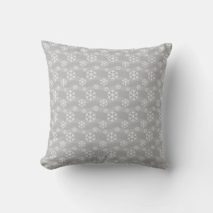 Cojín Decorativo Patrón de copo de nieve gris y blanco moderno esta