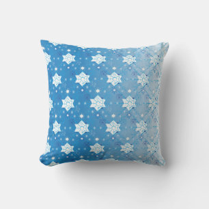 Cojín Decorativo Patrón de copos de nieve azules y blancos de invie
