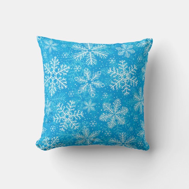 Cojín Decorativo Patrón de copos de nieve blancos (Anverso)