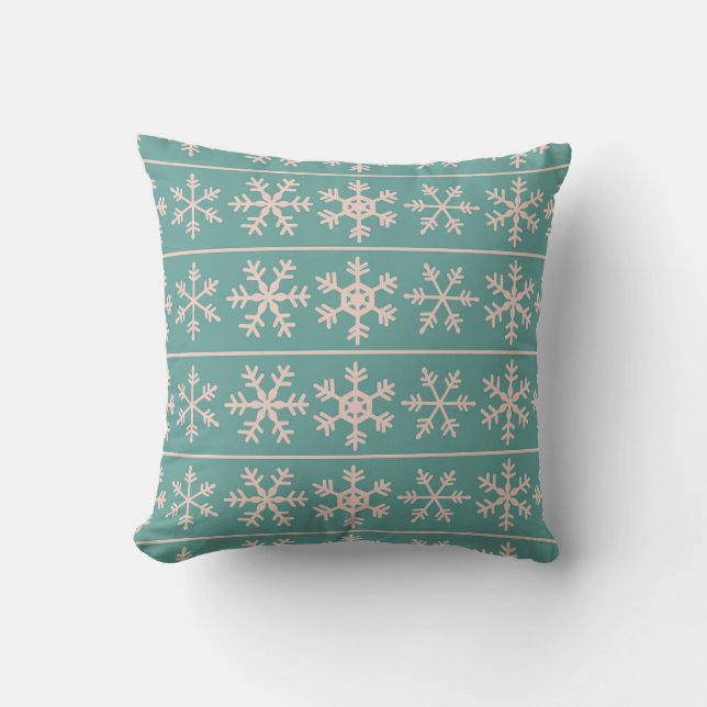 Cojín Decorativo Patrón de copos de nieve Pastel (Anverso)
