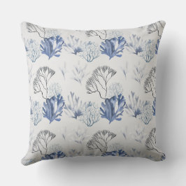 Cojín Decorativo Patrón de coral azul