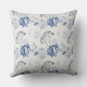 Cojín Decorativo Patrón de coral azul