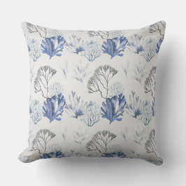 Cojín Decorativo Patrón de coral azul