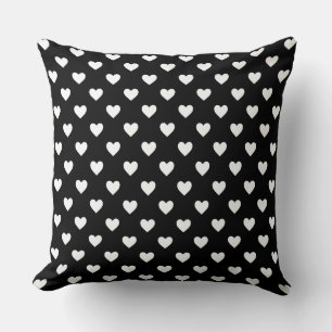 Cojín Decorativo Patrón de corazón blanco y negro