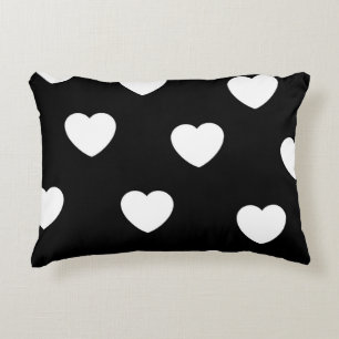 Cojín Decorativo Patrón de corazón blanco y negro