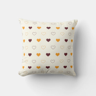 Cojín Decorativo Patrón de corazón con corazones naranjas y marrone