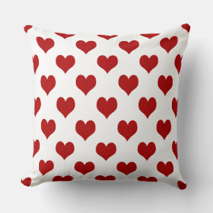 Cojín Decorativo Patrón de Corazón de Mosaico Rojo