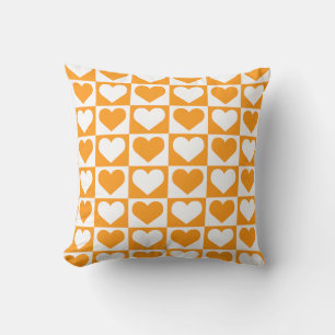 Cojín Decorativo Patrón de corazón de tablero de control - Naranja 