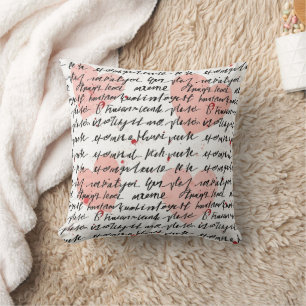 Cojín Decorativo Patrón de corazón moderno con fondo de escritura (