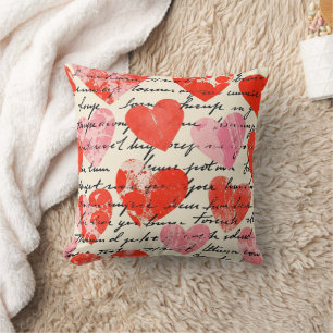 Cojín Decorativo Patrón de corazón moderno con fondo de escritura (