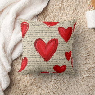 Cojín Decorativo Patrón de corazón moderno con fondo de escritura (