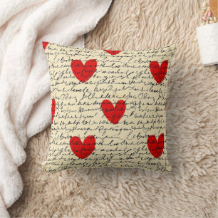 Cojín Decorativo Patrón de corazón moderno con fondo de escritura (