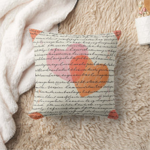 Cojín Decorativo Patrón de corazón moderno con fondo de escritura (