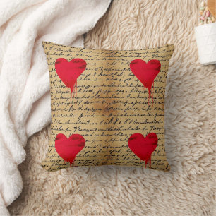 Cojín Decorativo Patrón de corazón moderno con fondo de escritura (