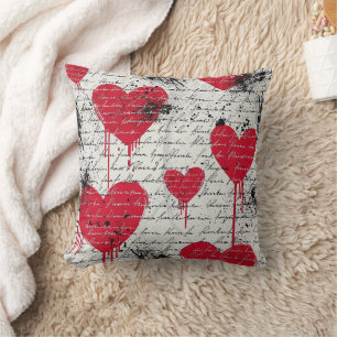 Cojín Decorativo Patrón de corazón moderno con fondo de escritura (