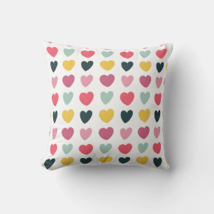 Cojín Decorativo Patrón de corazón multicolor