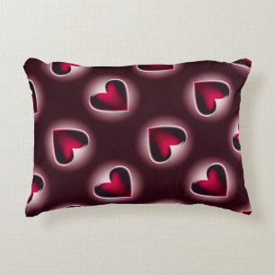Cojín Decorativo Patrón de corazón negro rosado