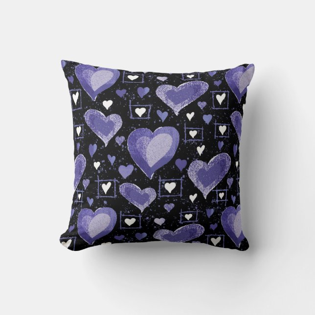 Cojín Decorativo Patrón de corazón púrpura (Anverso)