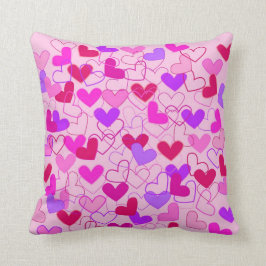 Cojín Decorativo Patrón de Corazón Rojo y Púrpura de Girly Cute Gir