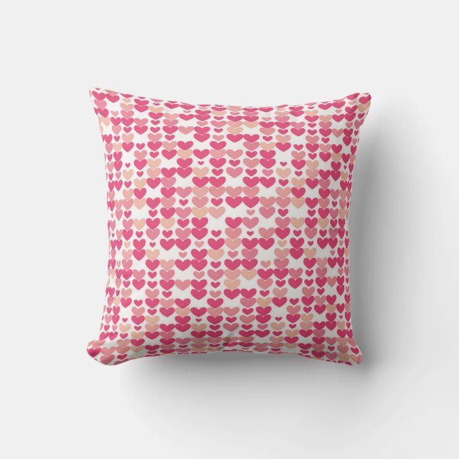 Cojín Decorativo Patrón de corazón rosado (Anverso)
