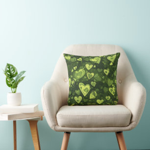 Cojín Decorativo Patrón de corazón verde