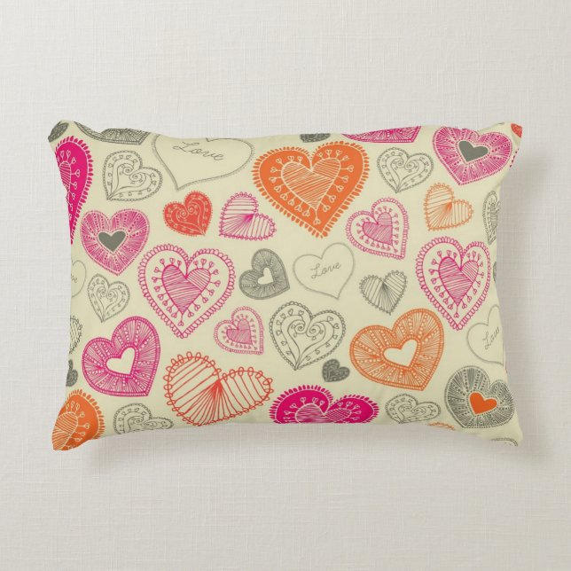 Cojín Decorativo patrón de corazones (Anverso)