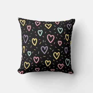 Cojín Decorativo Patrón de corazones coloridos