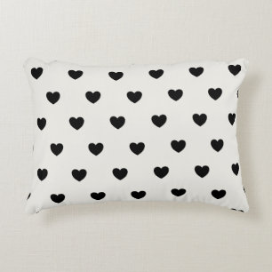 Cojín Decorativo Patrón de Corazones Cutas en Moda Blanco y Negro