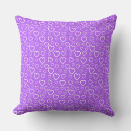 Cojín Decorativo Patrón de corazones de amor púrpura y blanco