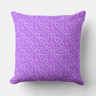 Cojín Decorativo Patrón de corazones de amor púrpura y blanco