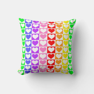 Cojín Decorativo Patrón de corazones de tablero de ajedrez colorido