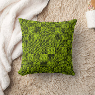 Cojín Decorativo Patrón de corazones de tablero de ajedrez en verde