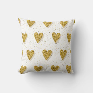 Cojín Decorativo Patrón de corazones dorados