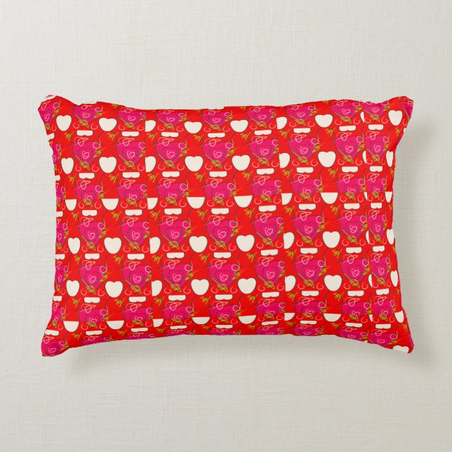 Cojín Decorativo Patrón de Corazones Dulces (Anverso)