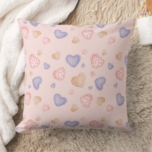 Cojín Decorativo Patrón de Corazones Ilustrados Dulces