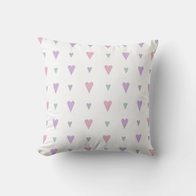 Cojín Decorativo patrón de corazones pastel (Anverso)