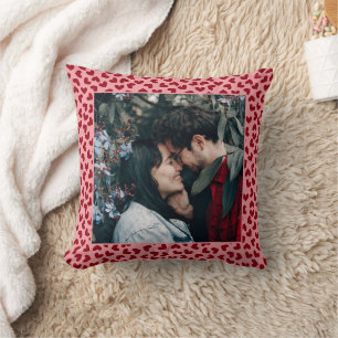 Cojín Decorativo Patrón de corazones rojos 2 fotos personalizados